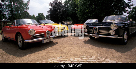 Auto, 90 Jahre Alfa Romeo, Landschaft, Natur, Sommer, Oldtimer, 1960er Jahre, sechziger Jahre, von hinten nach vorne:: Giulietta Spider Veloce Stockfoto