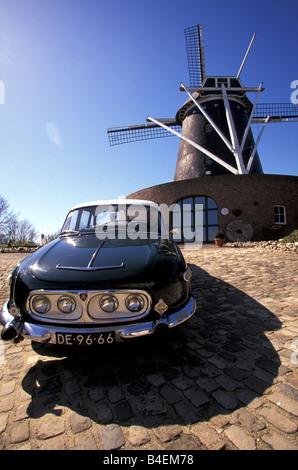 Auto, Tatra 603, Modelljahr 1964, Oldtimer, 1960er Jahre, sechziger Jahre, grün, Limousine, stehend, schräg vorne, Vorderansicht, Landschaft, sc Stockfoto