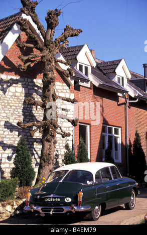 Auto, Tatra 603, Modelljahr 1964, Oldtimer, 1960er Jahre, sechziger Jahre, grün, Limousine, stehend, diagonal zurück, zurück, Ansicht, Seitenansicht, Stadt Stockfoto