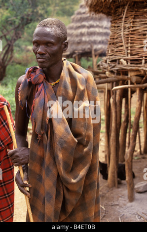 Eine ethnische Karamojong Dorfbewohner in Karamoja, Uganda. Stockfoto