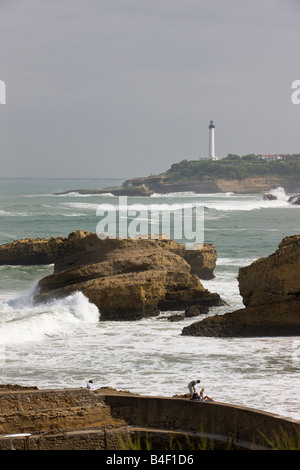 Der Leuchtturm in Biarritz eine Resort-Stadt im Südwesten Frankreichs am Atlantik Stockfoto