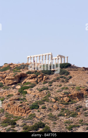 Der Poseidontempel am Kap Sounion Saronischen Golf griechischen Festland Ägäis Griechenland Stockfoto