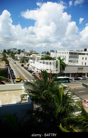Eine Draufsicht einer Straße in South Beach, Miami, Florida Stockfoto