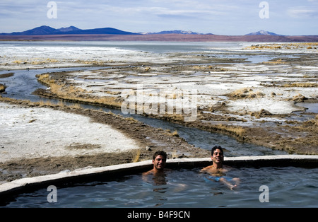 Die Aguas Termas Thermalwasser hoch gelegenen heißen Quellen in den Anden im Südwesten Boliviens Stockfoto