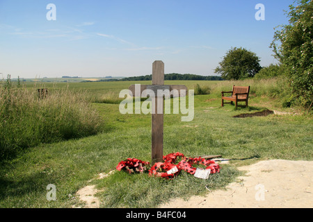 Denkmal für Pte George Nugent (MIA 1. Juli 1916), dessen Körper im Oktober 1998 in der Nähe der Lochnagar Krater gefunden wurde. Stockfoto