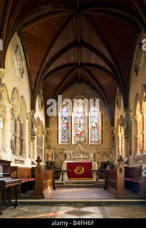 Innenraum von den typisch englischen Dorf Land Kirche von Allerheiligen, alle Cannings, Wiltshire, England, Großbritannien, UK Stockfoto