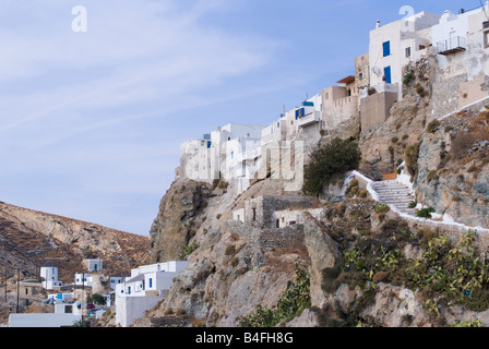 Häuser in Klippe Festung in der oberen Stadt Chora Insel Serifos Kykladen Ägäis Griechenland Stockfoto