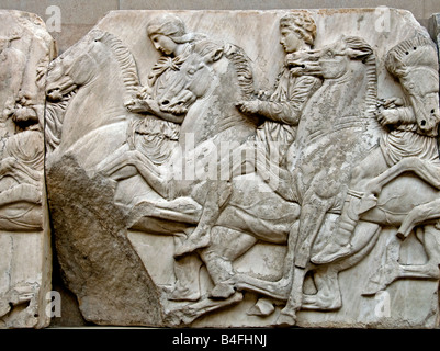 Nordfries des Parthenons mit überlappenden jungen Reitern bei der panathenäischen Prozession Parthenon 447-432 v. Chr. Akropolis Athen 5. Jh. v. Chr Stockfoto
