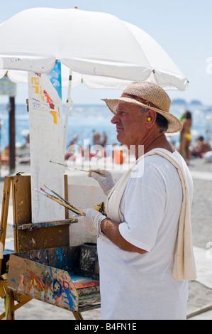 Künstler malen am Strand von Positano, Amalfi Küste, Italien Stockfoto