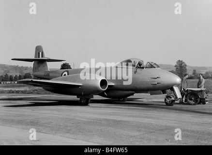 Flugzeug Gloster Meteor 1950 1. Jet Inbetriebnahmegenehmigung mit der royal Air Force Stockfoto