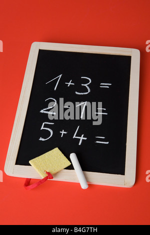 Eine Tafel mit mathematischen Problemen auf ihn geschrieben Stockfoto