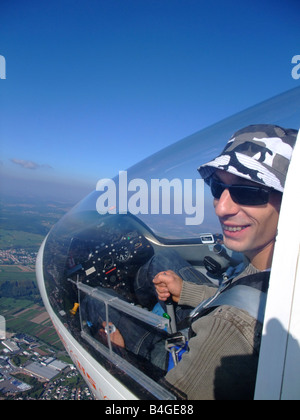 Segelflieger Außenansicht während des Fluges – Segelflugzeug Modell ASK-21-Frankreich Stockfoto