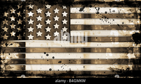 Amerikanische Flagge auf Grunge Hintergrund Stockfoto