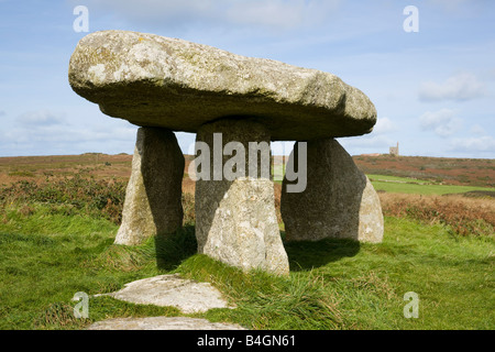 Lanyon Quoit, bleibt eine neolithische Grabkammer in Cornwall Stockfoto