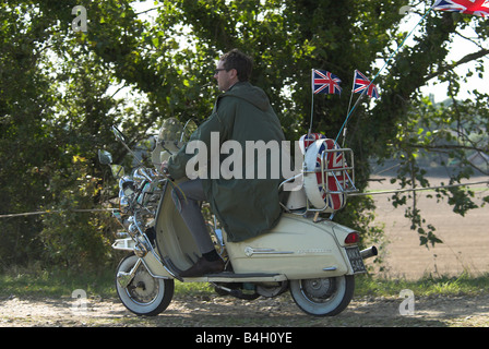 Mod auf einer Lambretta Roller Stockfoto