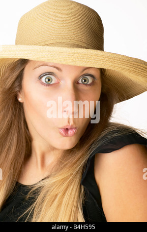 Porträt der Frau sah schockiert Stockfoto