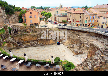 Luftaufnahme des Menschen im Amphitheater, Vaucluse, Provence-Alpes-Cote d ' Azur, Frankreich Stockfoto