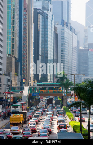 Verkehr auf Road, Wanchai, Hong Kong, China Stockfoto