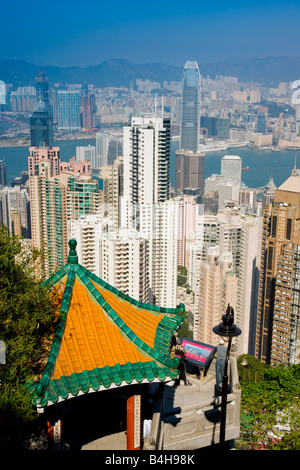 Hohen Winkel der Pagode in der Stadt, Hong Kong, China Stockfoto