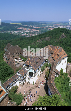 Luftaufnahme des Menschen im Schloss Eisenach Wartburg Thüringen Stockfoto
