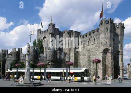 Burg in Fort, Gravensteen, Gent, Flandern, Belgien Stockfoto