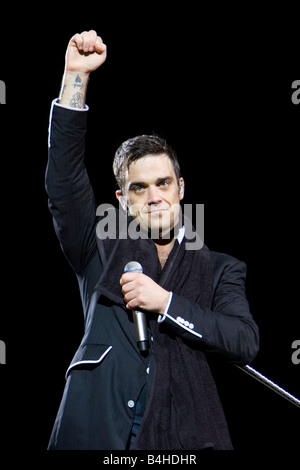 Robbie Williams die live im Aussie Stadium, Sydney, Australien Stockfoto