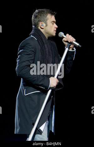 Robbie Williams die live im Aussie Stadium, Sydney, Australien Stockfoto