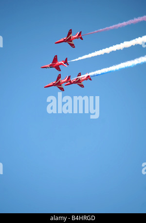 Die roten Pfeile RAF Kunstflug Display Team in Aktion bei Lowestoft Air Show 2008 Stockfoto