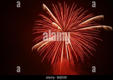 Roten explodierendes Feuerwerk Stockfoto