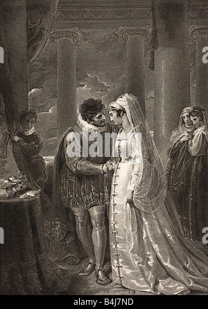 Der Kaufmann von Venedig, Act III, Scene II. Ein Zimmer in der portia Haus. Bassanio, Portia, Gratiano, Nerissa und Telefonzentralen Stockfoto