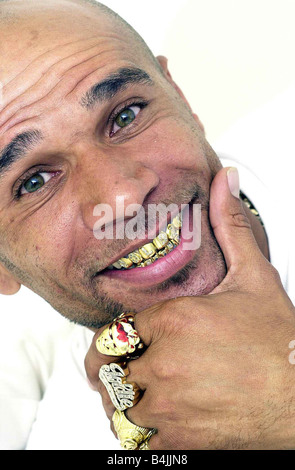 DJ-Schauspieler-Musiker Goldie August 2001 ist derzeit in den BBC TV-Serie Eastenders erscheinen. Stockfoto