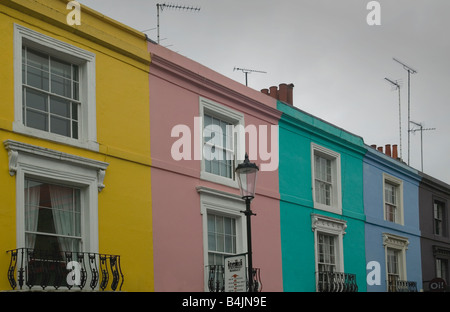 Bunten Häuser in Porobello Markt Nottinghill London UK Stockfoto