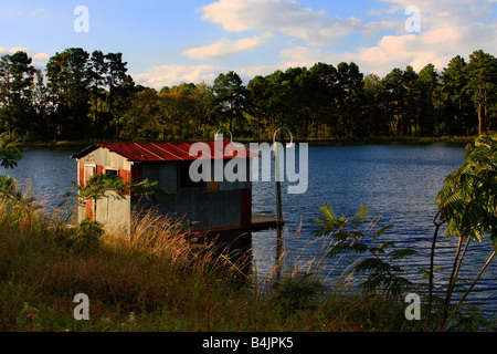 Bootshaus am kleinen Teich, Wascom Texas Stockfoto