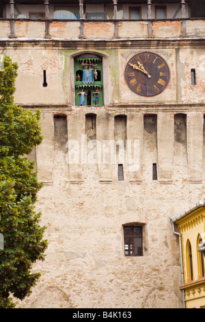 Sighisoara/Schäßburg Siebenbürgen Rumänien Europa Detail der Uhrturm Turnul cu Ceas in mittelalterlichen Zitadelle Stockfoto