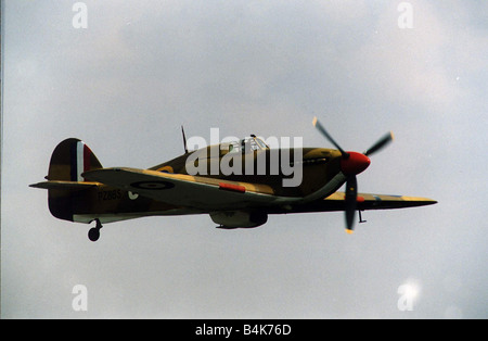 Luft-Flugzeug Hawker Hurricane WW2 WW2-Kampfflugzeuge, die in der Luftschlacht um England im Besitz und von der RAF BoB Memorial Flight an RAF Conningsby in Lincolnshire geflogen teilgenommen Stockfoto