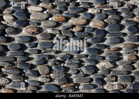 Zaun Schatten auf einer gepflasterten Straße Stockfoto