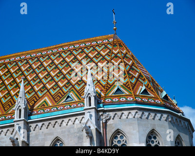 Dekorative Dachziegel gemusterten Matyas Kirche, Budapest, Ungarn-EU Stockfoto