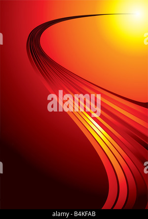 Rote heiße Hintergrund mit einem fließenden Strang des Lichts Stockfoto