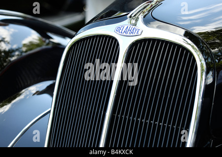 Kühlergrill-Detail von einem 1938 Delahaye 135 MS mit Körper von Figoni et Falaschi Stockfoto