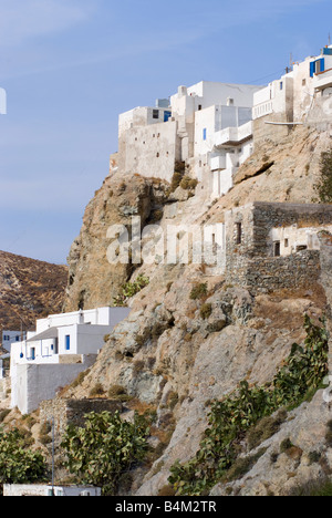 Häuser in Klippe Festung in der oberen Stadt Chora Insel Serifos Kykladen Ägäis Griechenland Stockfoto