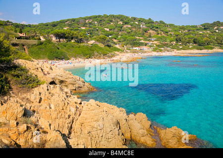 Blick über den Strand von L'Escalet an der Cote d ' Azur / Provence / Südfrankreich Stockfoto
