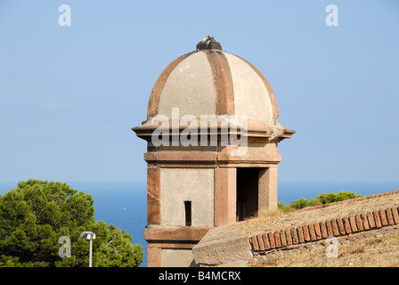 Detail des Schlosses Montjuic in Barcelona, Spanien Stockfoto