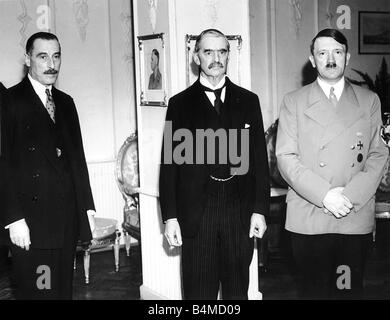 Deutschland Berlin September 1938 Neville Chamberlain besucht Adolf Hitler die deutsche Bundeskanzlerin und Sir Nevile Hendesson britischen Botschafter in Berlin für Gespräche Stockfoto