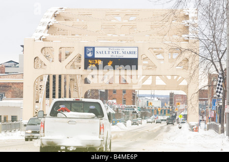 Szenen aus um Sault Ste Marie Michigan im winter Stockfoto