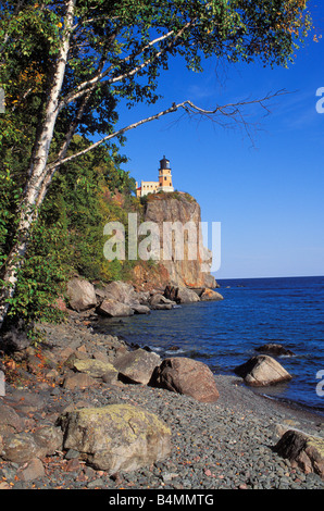 Am Nachmittag Licht auf Split Rock Leuchtturm von North Shore von Split Rock Leuchtturm Staatspark Minnesota Stockfoto