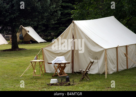 Campingplatz der 1860er Jahre Bürgerkrieg Feldlager Einstellung Stockfoto