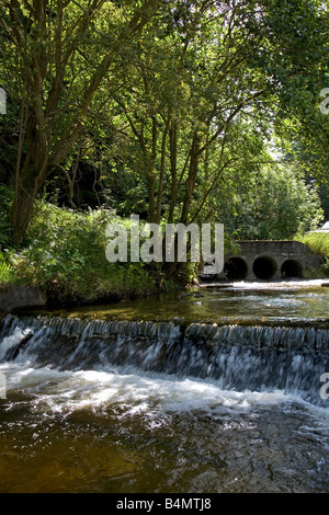 Nahaufnahme von Einnahme Wehr am Stausee mit Wasser zu kleinen elektrischen Wasserkraftwerk Cynwydd-Nord-Wales Stockfoto