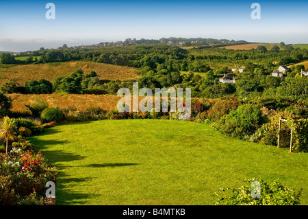 Blick über Berge und Landschaft Salcombe Devon England uk Stockfoto