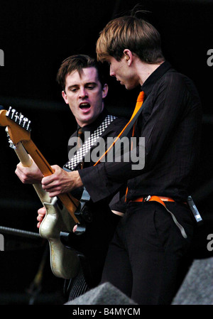 T In The Park Balado Juli 2004 Franz Ferdinand auf der Hauptbühne T in the Park in Balado Juli 2004 Stockfoto