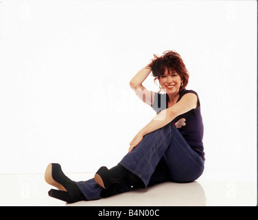 Sally James Moderator Studio Aufnahmen Juni 1999 ehemalige Fernsehmoderatorin der Kinder TV Programm Tiswas mit Chris Tarrant Stockfoto